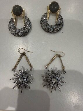 Lulu Frost Silver Crystal Starburst Dangle Earrings with Gold Accents